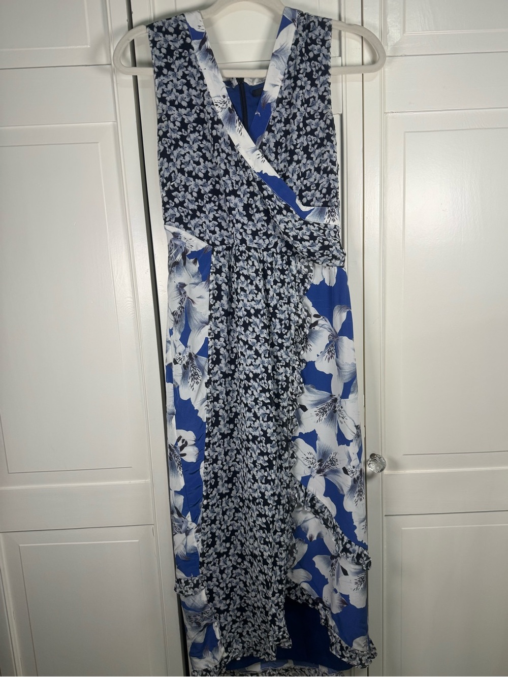 Nicole Miller Hibiscus Canopy 100% Silk Faux Wrap Floral Dress